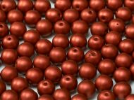 RB8-01890 Lava Red Satin Round Beads 8 mm