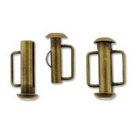 Slide Clasp Antique Bronze Plate with Side Bars 16 mm 