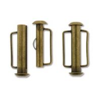 Slide Clasp Antique Bronze Plate with Side Bars 21 mm 