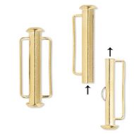 Slide Clasp Gold Plate with Side Bars 26 mm 