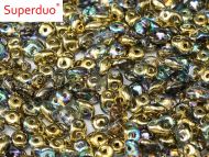 SD-00030/98536 Crystal Rainbow Gold SuperDuo Beads