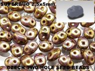 SD-03000/15695 Chalk Bronze Lumi SuperDuo Beads