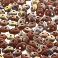 SD-13600/27171 Opaque Chocolate Capri Gold Matte SuperDuo Beads