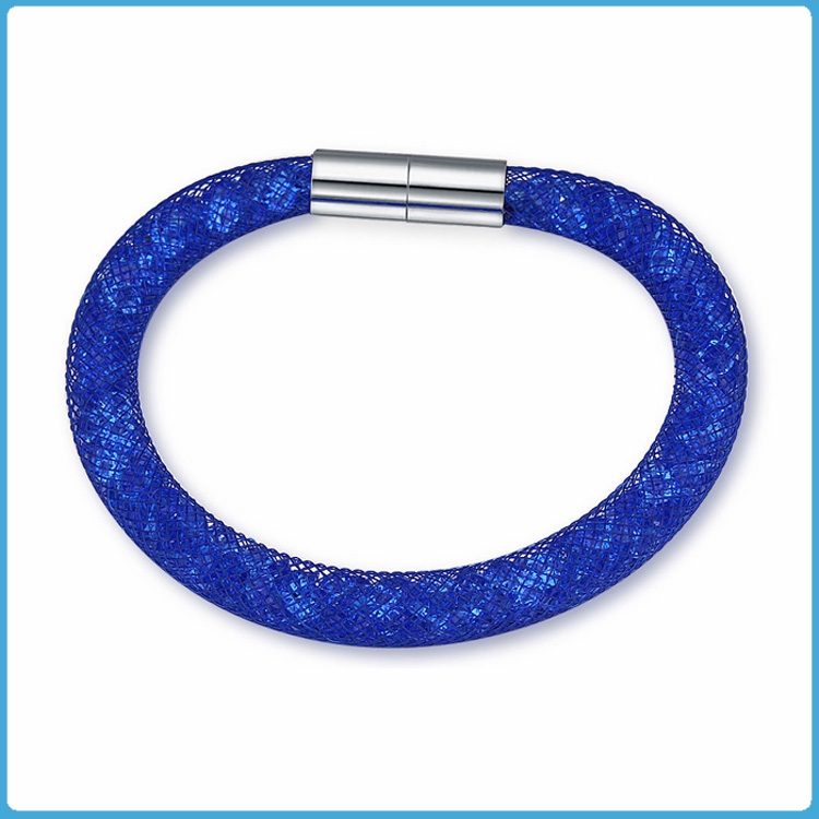 Crystal Mesh Bracelet - Swarovski Stardust Style Blue 20 cm