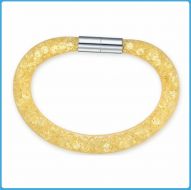 Crystal Mesh Bracelet - Swarovski Stardust Style Gold 20 cm