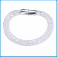 Crystal Mesh Bracelet - Swarovski Stardust Style Silver 21 cm