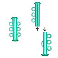Slide Clasp 3 strands Electro-Plated Green 21.5 mm
