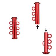 Slide Clasp 3 strands Electro-Plated Red 21.5 mm