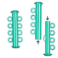 Slide Clasp 4 strands Electro-Plated Green 26 mm