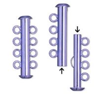 Slide Clasp 4 strands Electro-Plated Purple 26 mm