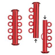 Slide Clasp 4 strands Electro-Plated Red 26 mm