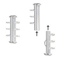 Slide Clasp Silver Plate 3 strands 21 mm with Twisted Loops