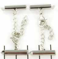 Slide Tube End Bar with Lobster Clasp and Extension Chain Silver 20 mm